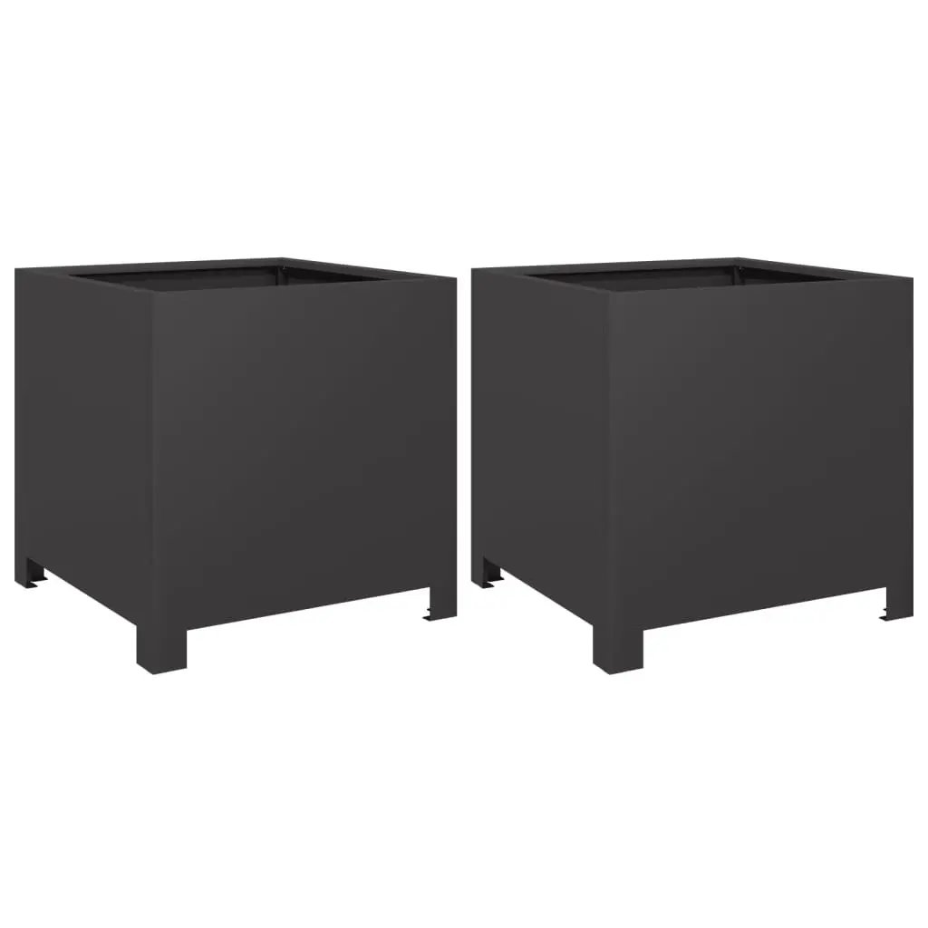 Garden Planters Steel 40x40x40 cm Black 2 Piece