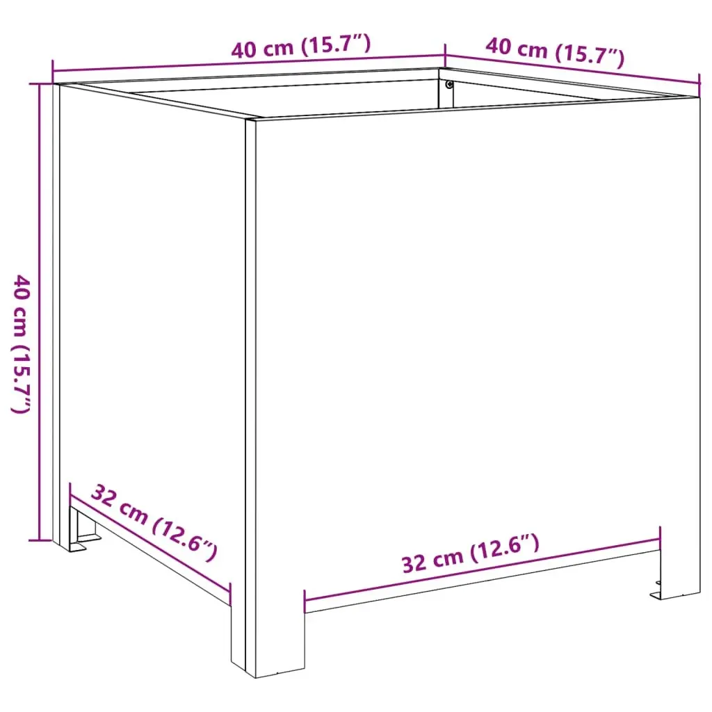 Garden Planters Steel 40x40x40 cm Black 2 Piece