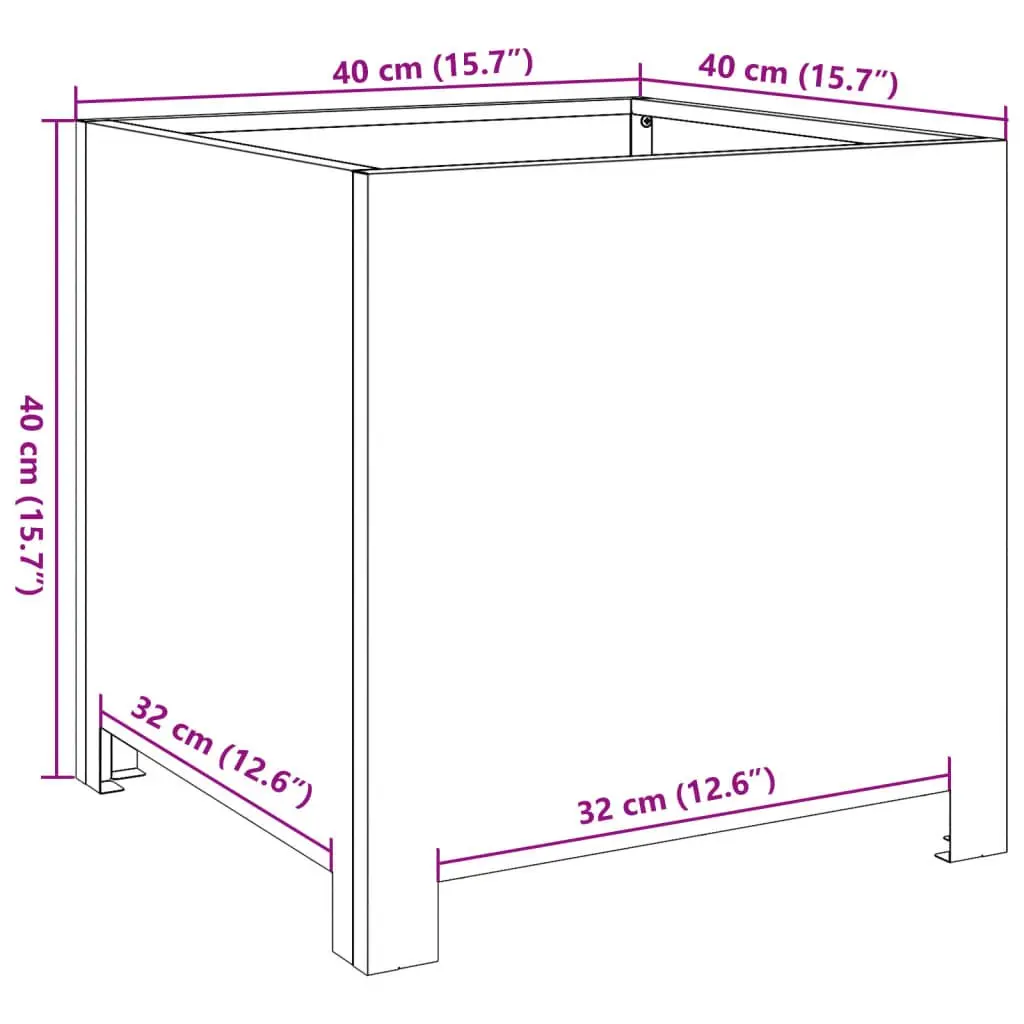 Anthracite Garden Planters 2pcs 40x40x40cm