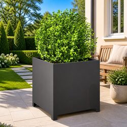 Sturdy Black Steel Garden Planter Box 50x50x50cm