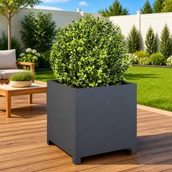 Anthracite Steel Garden Planter 50x50x50cm for Outdoor Spaces