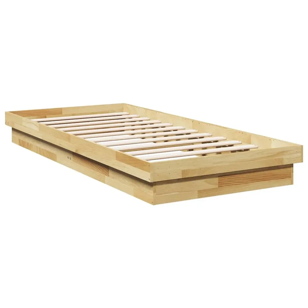Solid Oak Wood Bed Frame 90x190 cm with Slatted Base