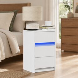 Premium White Bedside Cabinet with RGB LED Lighting