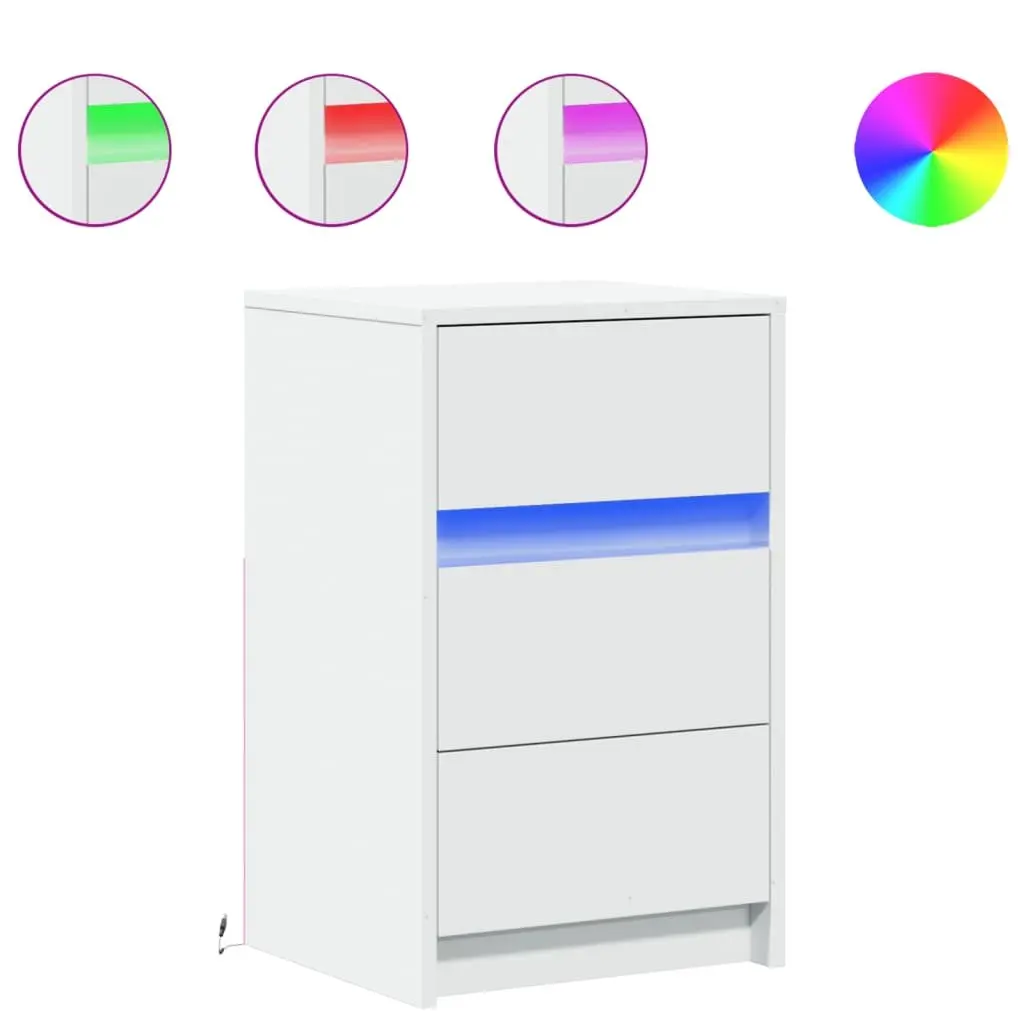 White Bedside Cabinet with RGB LED Lighting