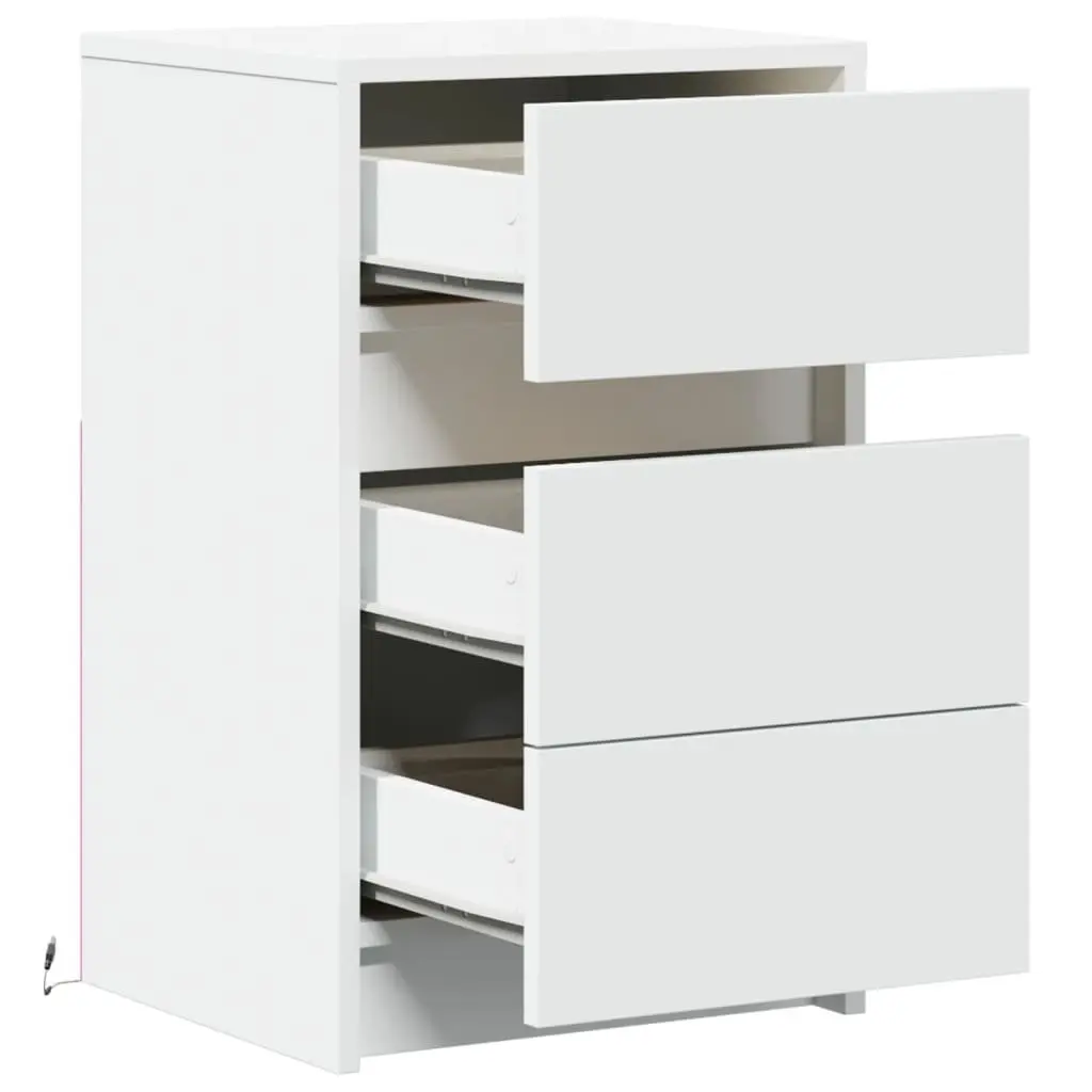White Bedside Cabinet with RGB LED Lighting