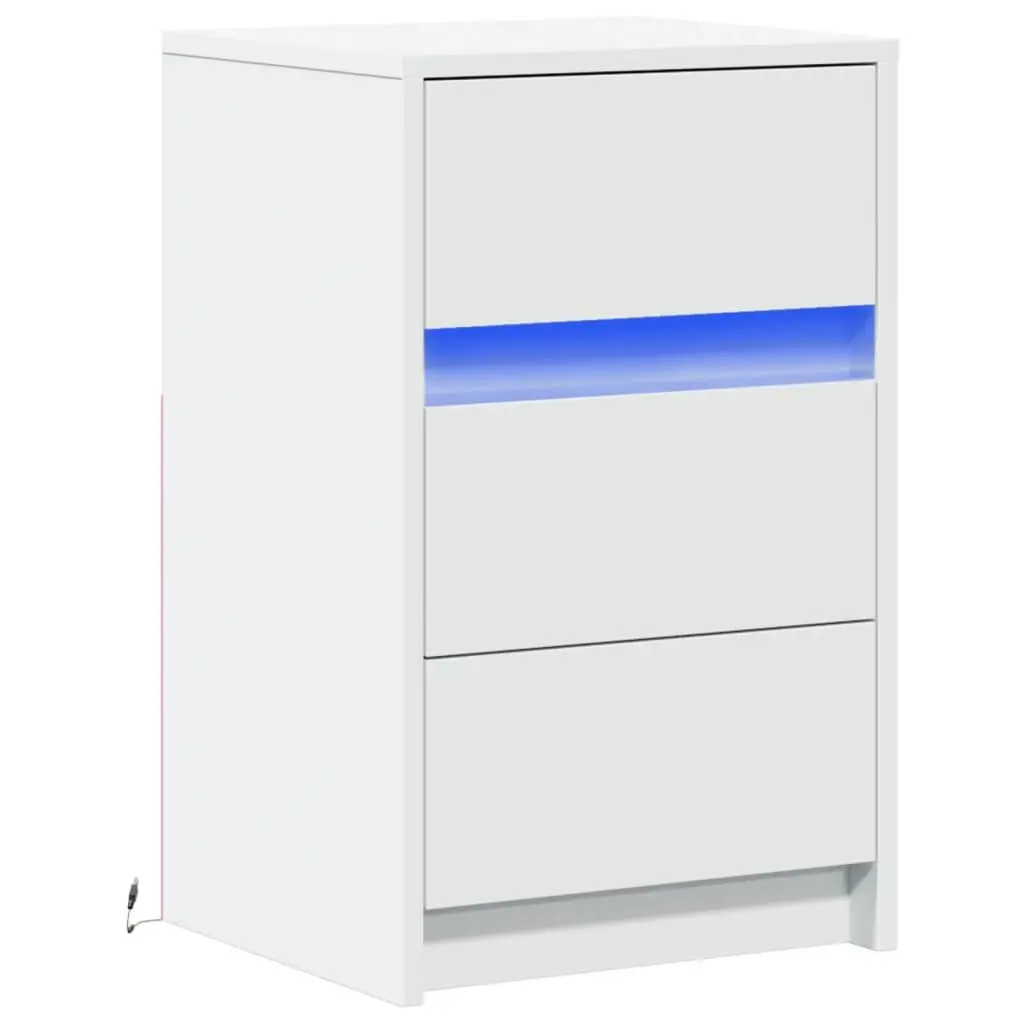 White Bedside Cabinet with RGB LED Lighting