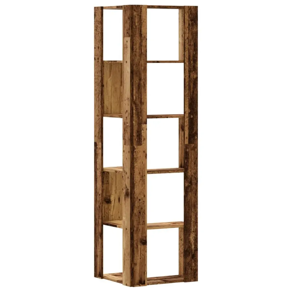 Corner Bookcase 5-Tier Brown Standing Shelf Storage Display Unit 50x50x179cm