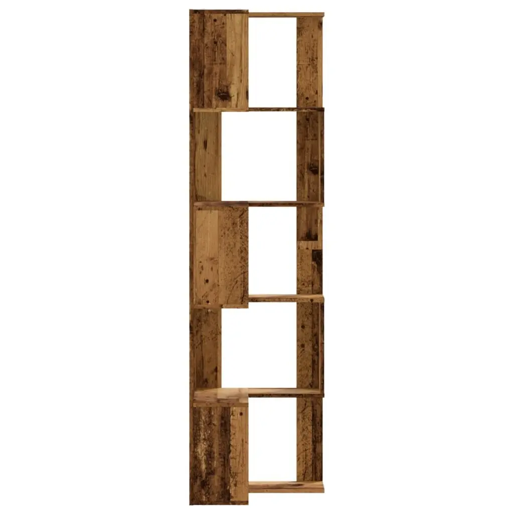 Corner Bookcase 5-Tier Brown Standing Shelf Storage Display Unit 50x50x179cm
