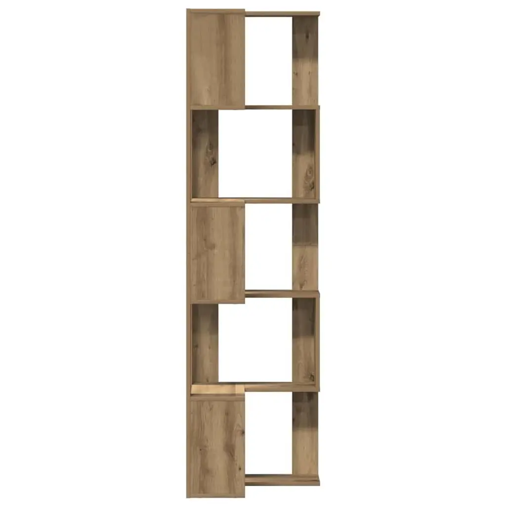 Corner Bookcase Engineered Wood 50x50x179cm Brown 5-Tier Shelving Unit