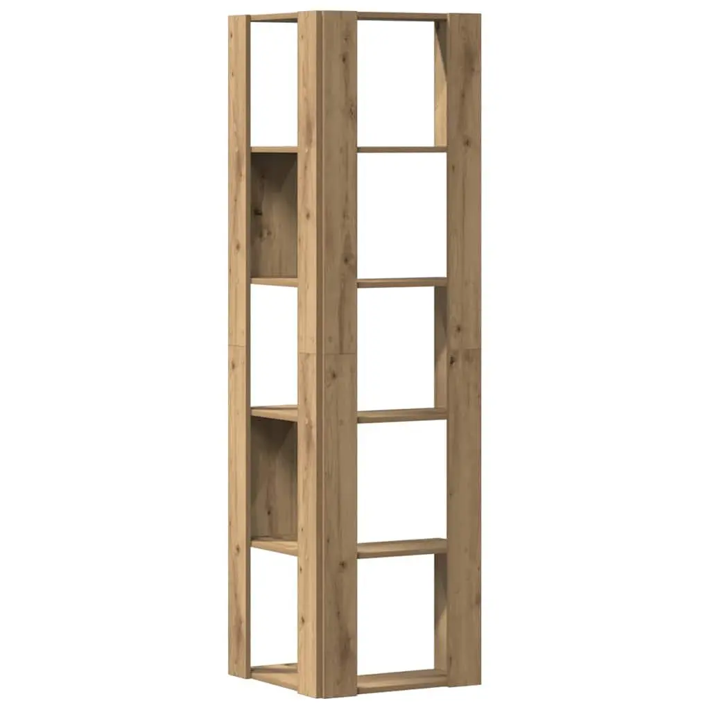Corner Bookcase Engineered Wood 50x50x179cm Brown 5-Tier Shelving Unit