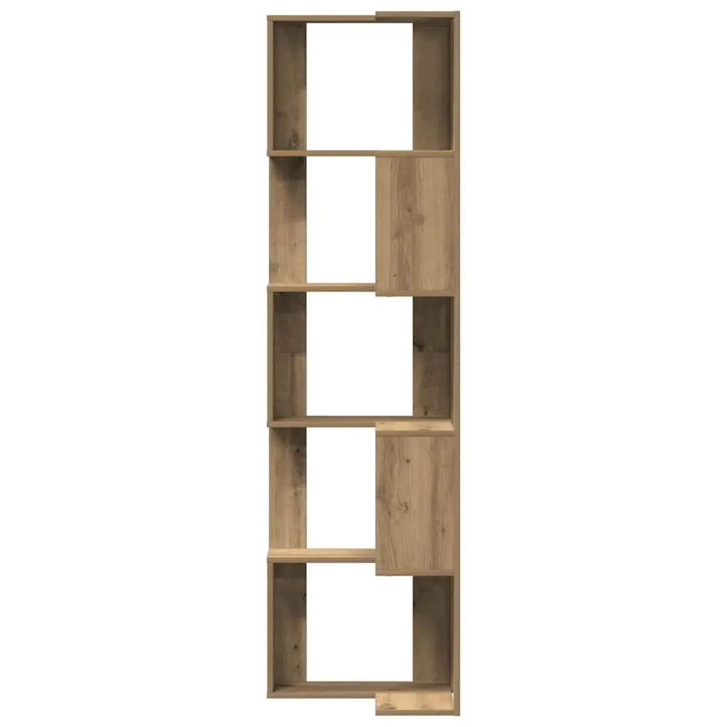 Corner Bookcase Engineered Wood 50x50x179cm Brown 5-Tier Shelving Unit