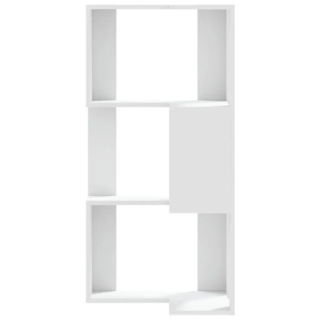 3-Tier White Corner Bookcase for Storage