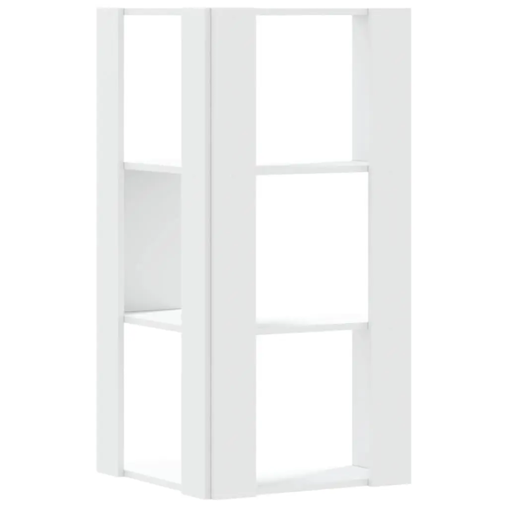 3-Tier White Corner Bookcase for Storage