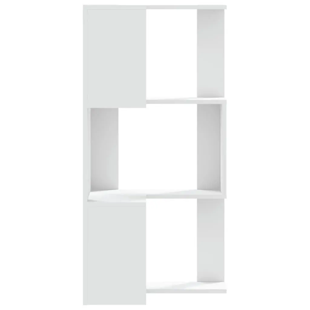 3-Tier White Corner Bookcase for Storage