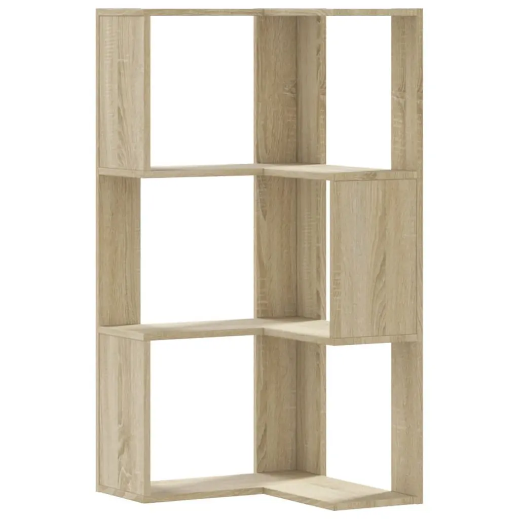 Corner Bookcase 3-Tier Storage Shelf Compact Display Unit for Living Room