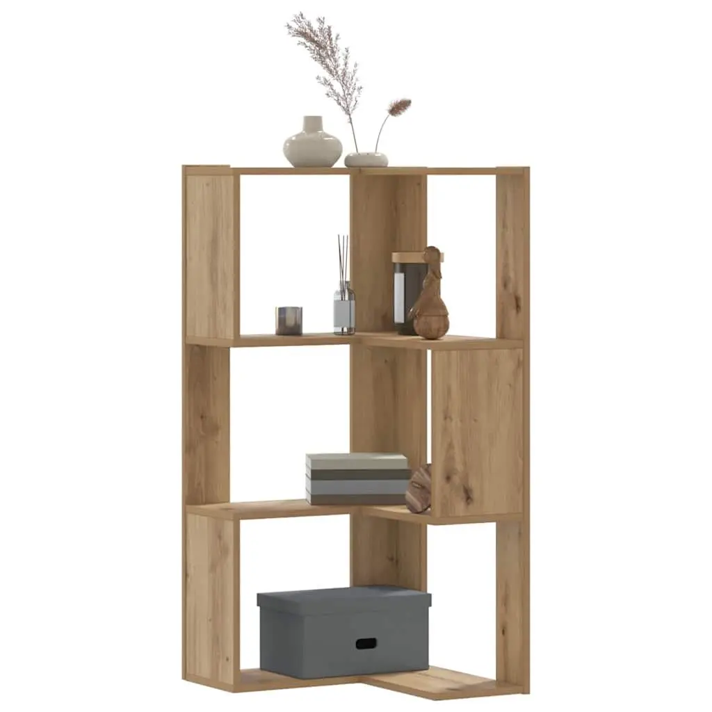 3-Tier Corner Bookcase in Brown Wood