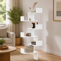 Sturdy White Wall Corner Shelf 45x45x147cm for Storage