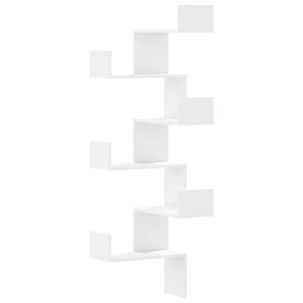 White Wall Corner Shelf 45x45x147cm for Storage