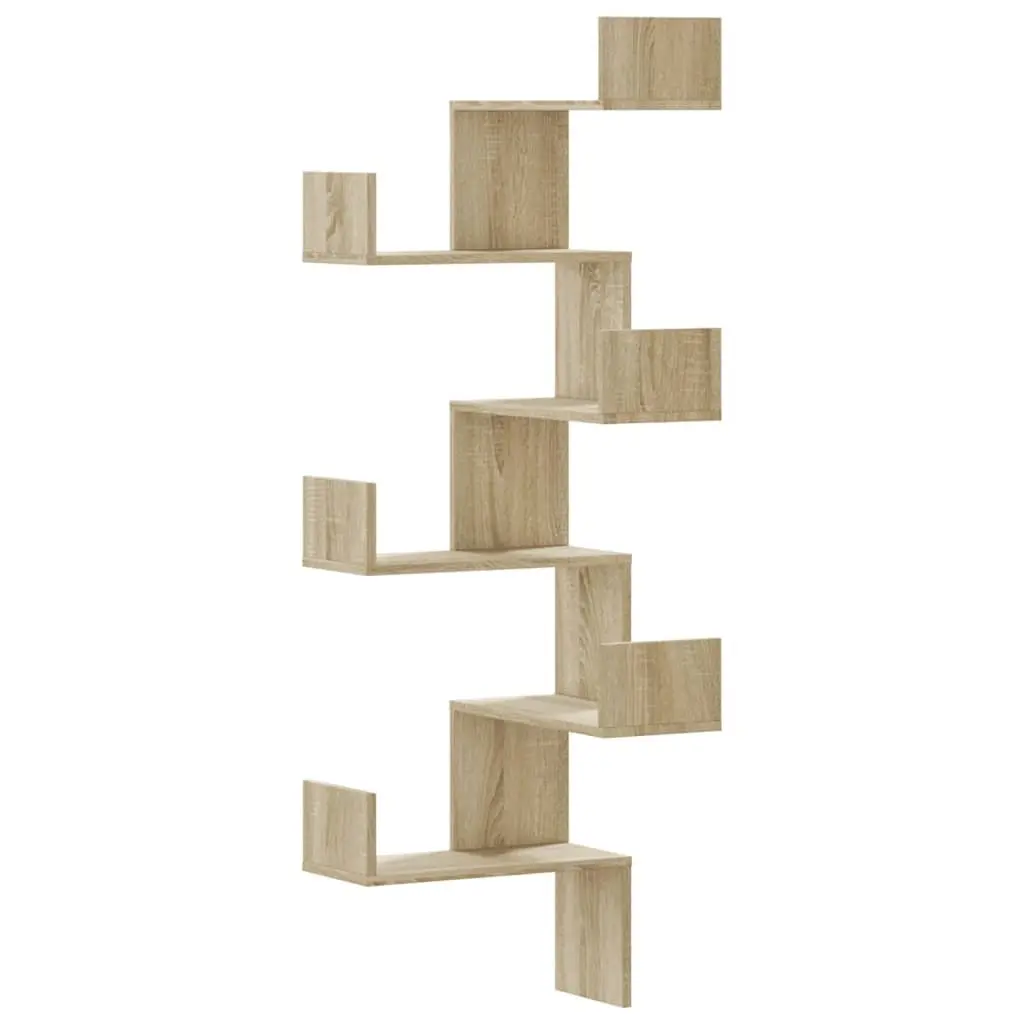 Sonoma Oak Brown Wall Corner Shelf 45x45x147cm