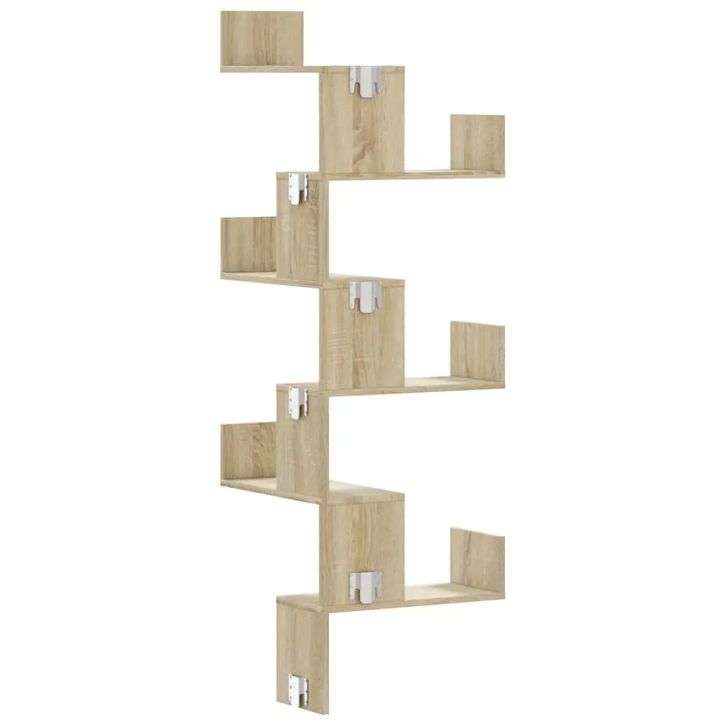 Sonoma Oak Brown Wall Corner Shelf 45x45x147cm
