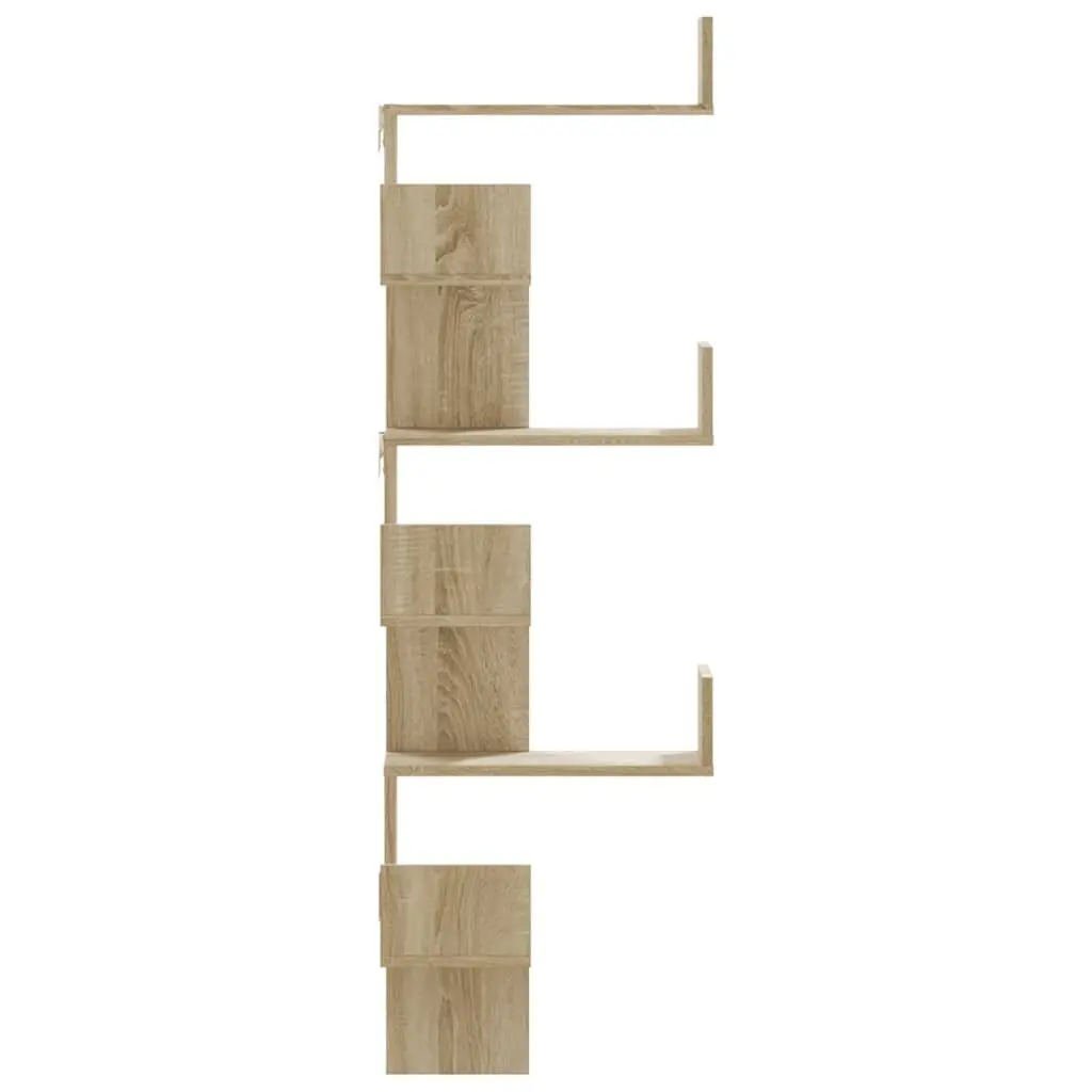 Sonoma Oak Brown Wall Corner Shelf 45x45x147cm