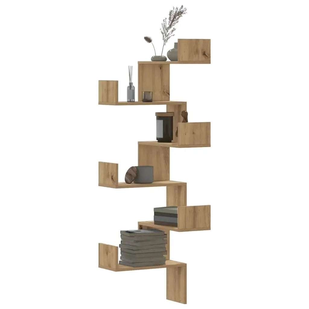 Brown Wall Corner Shelf 45x45x147cm