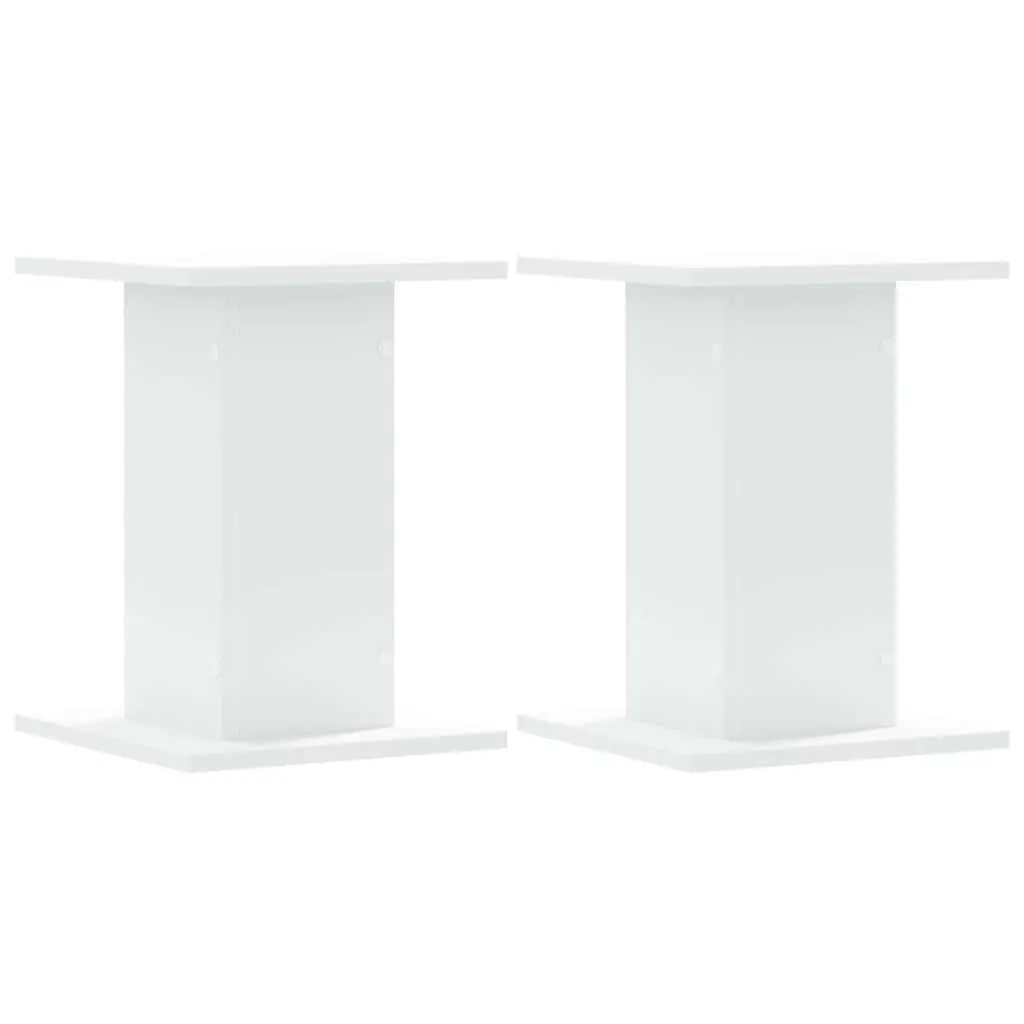 Speaker Stands Pair White Audio Support 30x30x40 cm Engineered Wood Platform