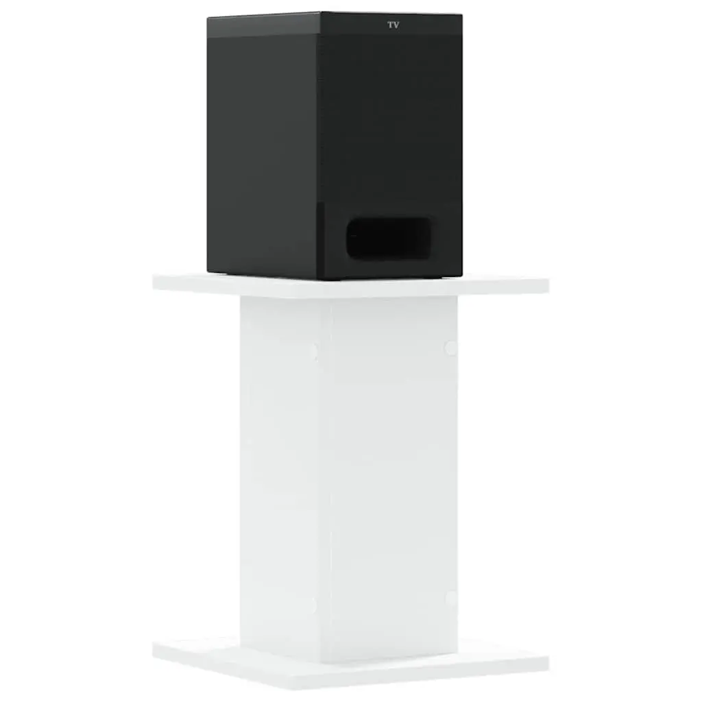 Speaker Stands Pair White Audio Support 30x30x40 cm Engineered Wood Platform