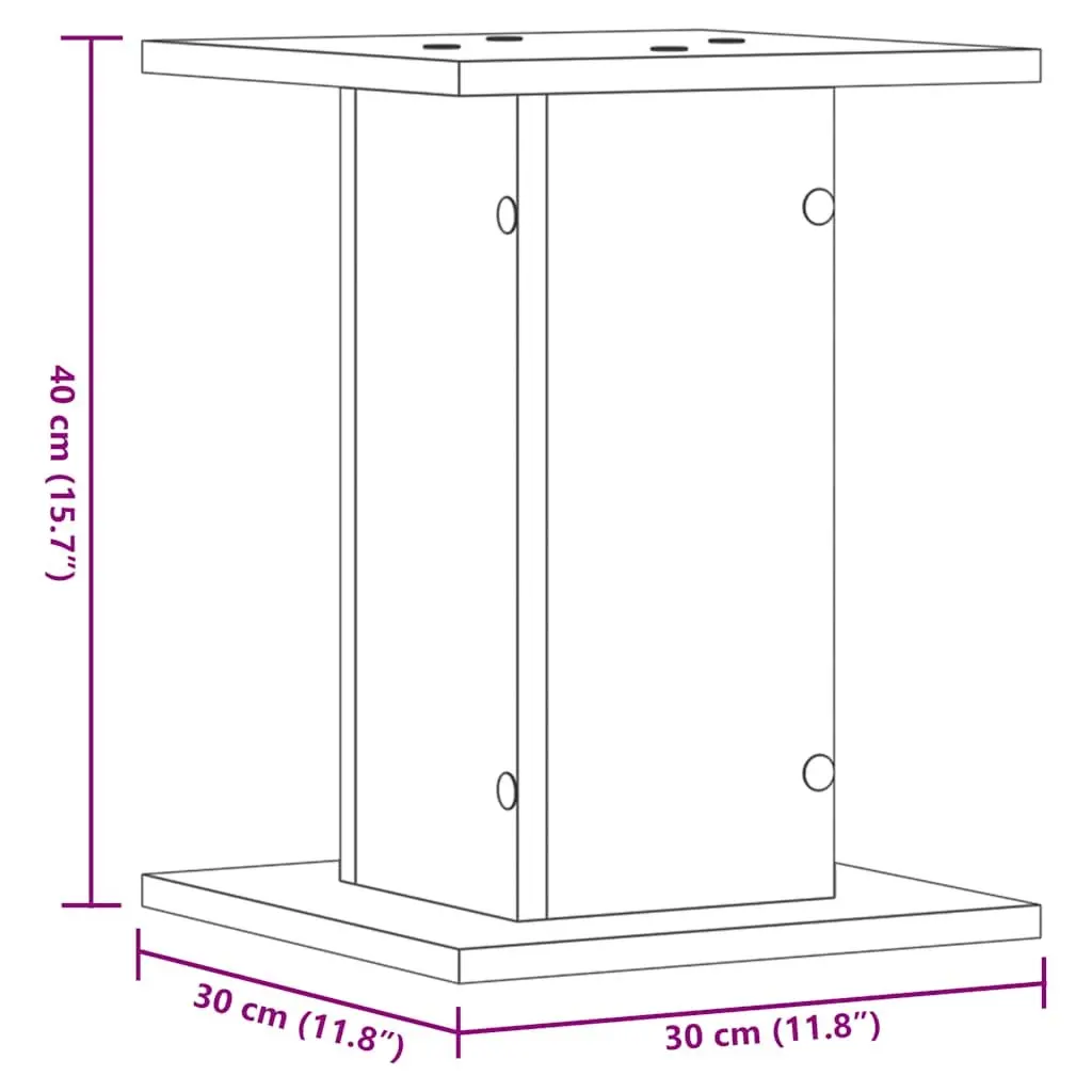 Speaker Stands Pair White Audio Support 30x30x40 cm Engineered Wood Platform