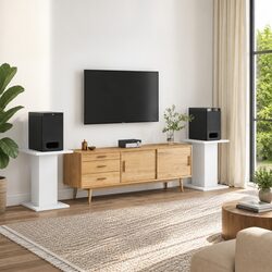 Elevate Your Sound with White Engineered Wood Speaker Stands