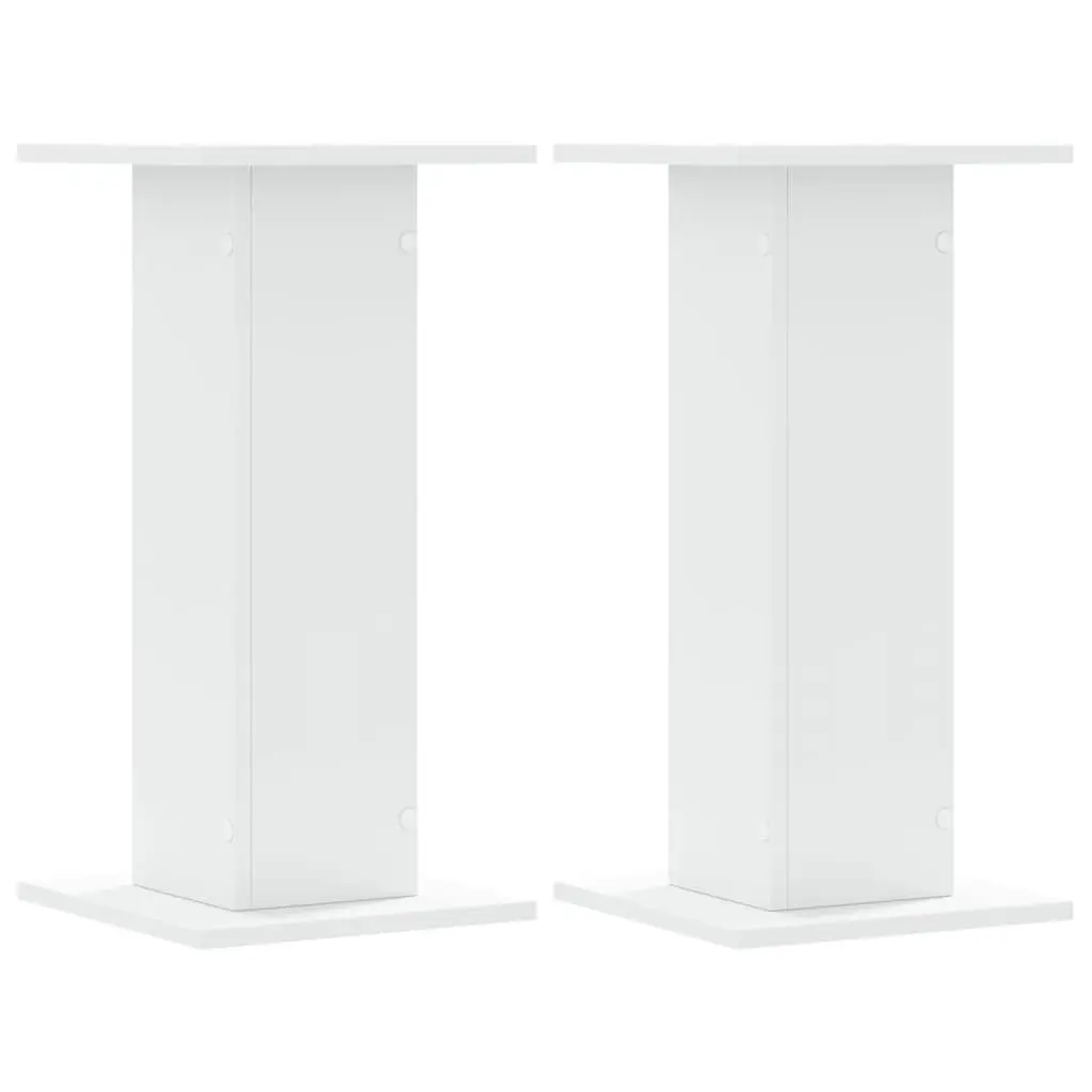 White Engineered Wood Speaker Stands