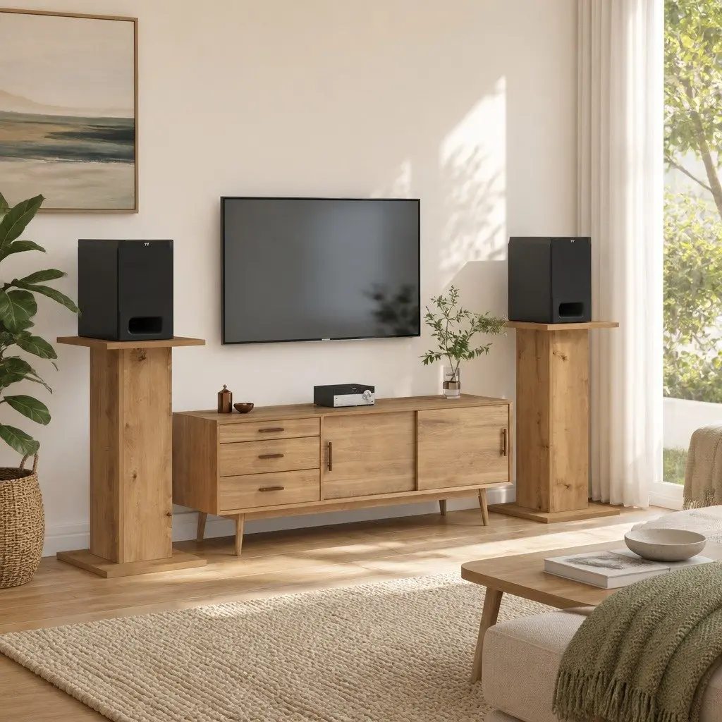 Brown Speaker Stands 2 pcs 30x30x60 cm Engineered Wood