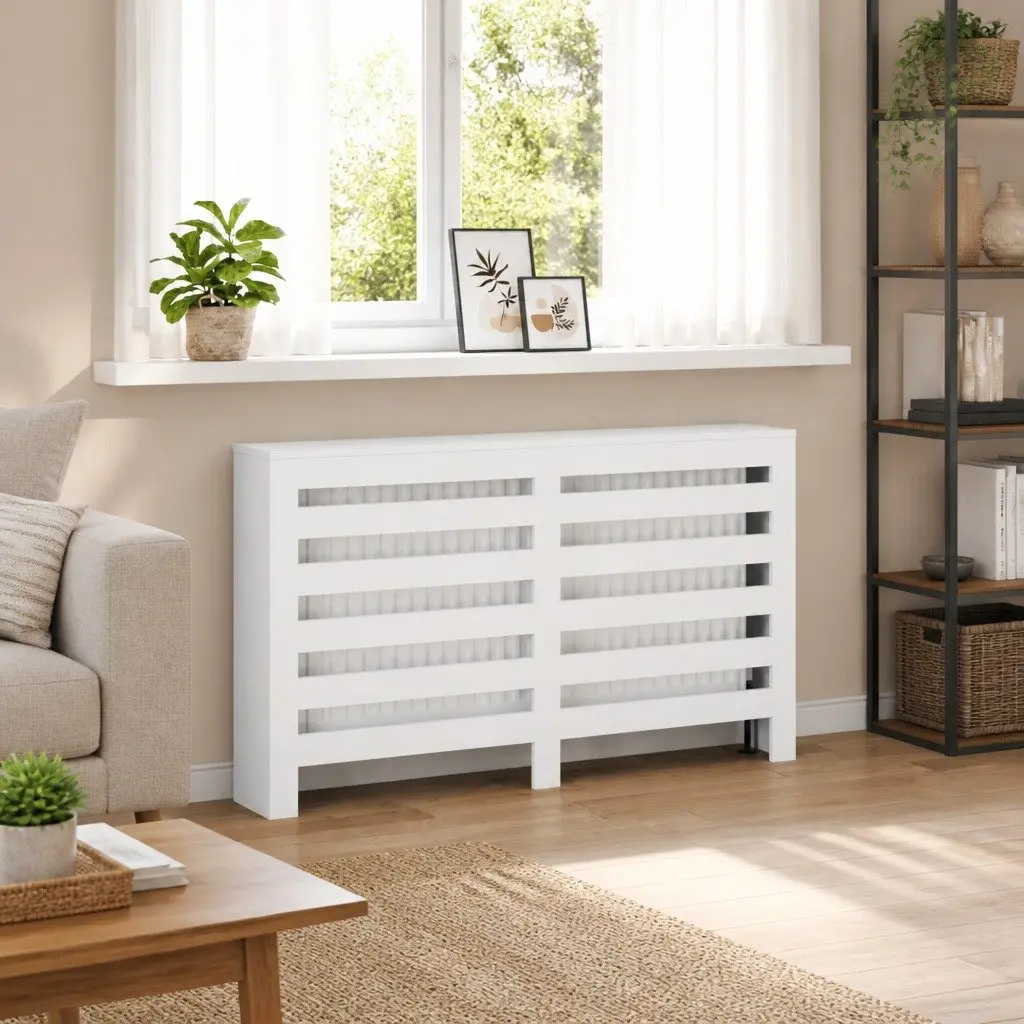 Radiator Cover Engineered Wood 149 x 20 x 82 cm White