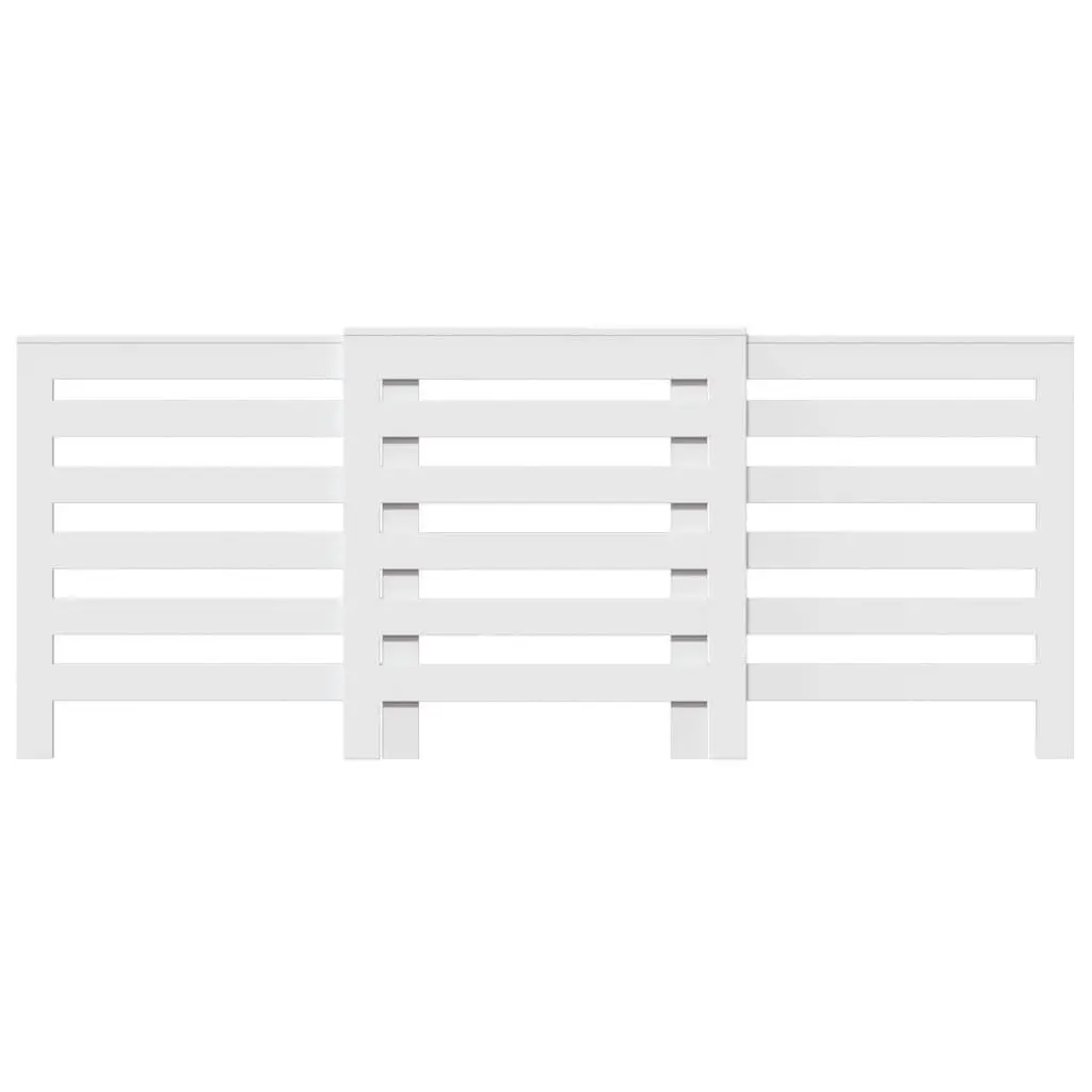 Radiator Cover Engineered Wood 205 x 21.5 x 83.5 cm White Slatted Cabinet Shelf Living Room