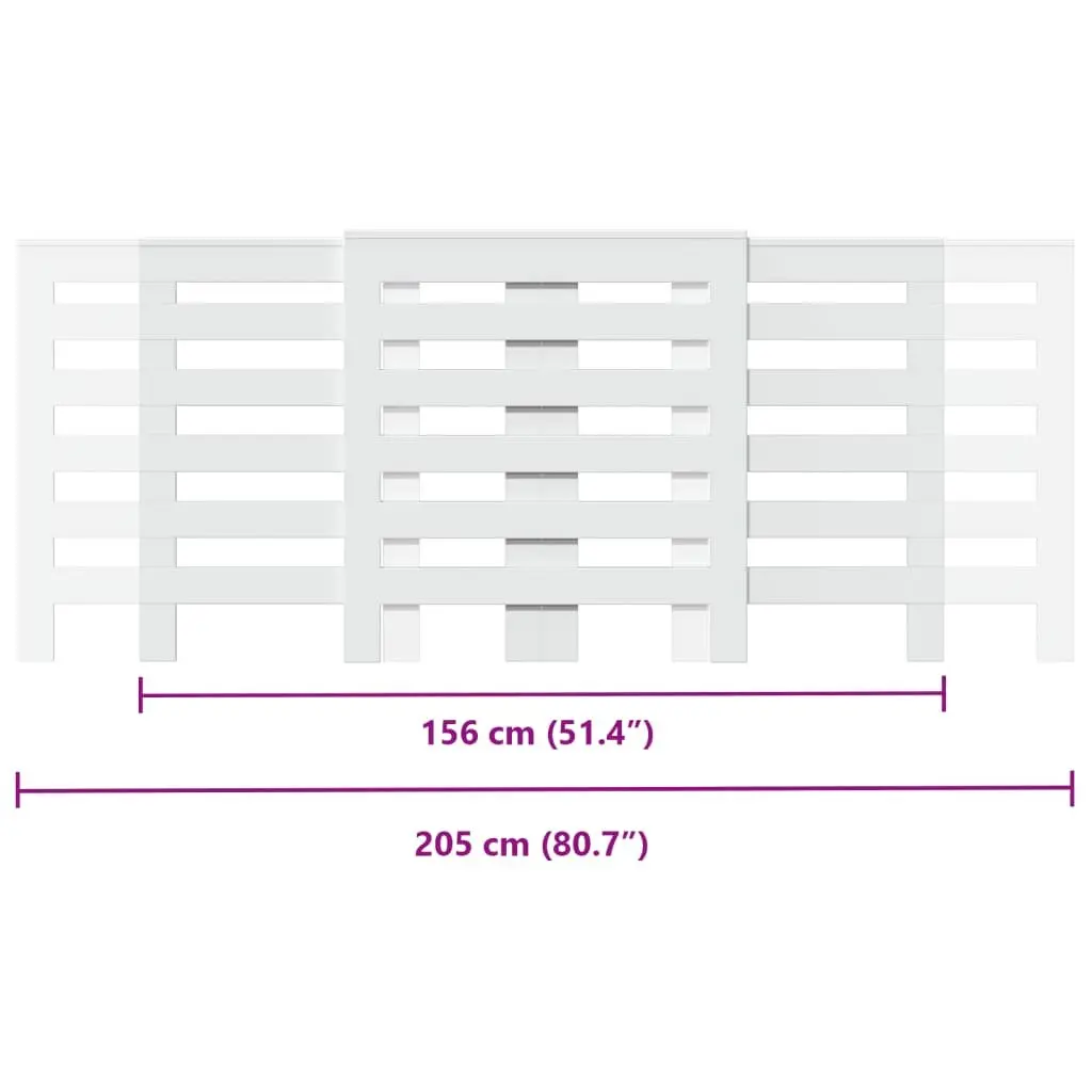 Radiator Cover Engineered Wood 205 x 21.5 x 83.5 cm White Slatted Cabinet Shelf Living Room
