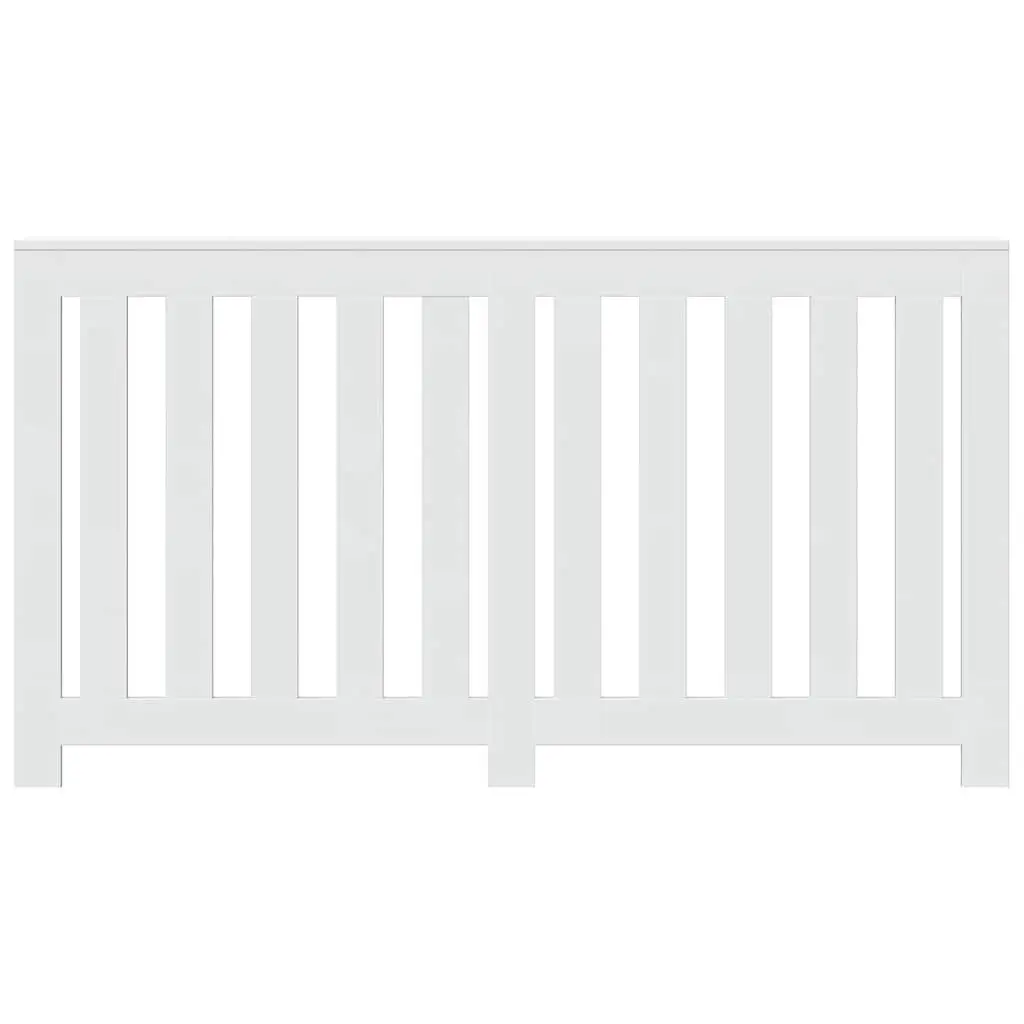 Radiator Cover Engineered Wood 149 x 20 x 82 cm White Slatted Cabinet with Shelf
