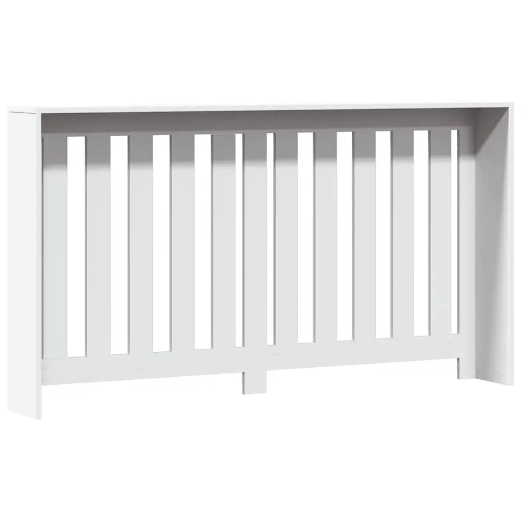 Radiator Cover Engineered Wood 149 x 20 x 82 cm White Slatted Cabinet with Shelf