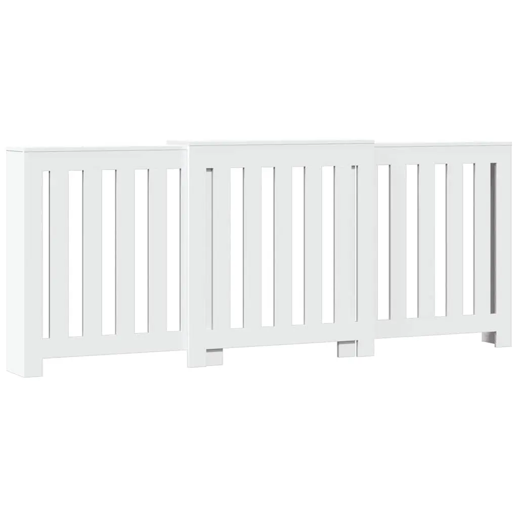 Radiator Cover Engineered Wood 205 x 21.5 x 83.5 cm White Slatted Cabinet Shelf Living Room