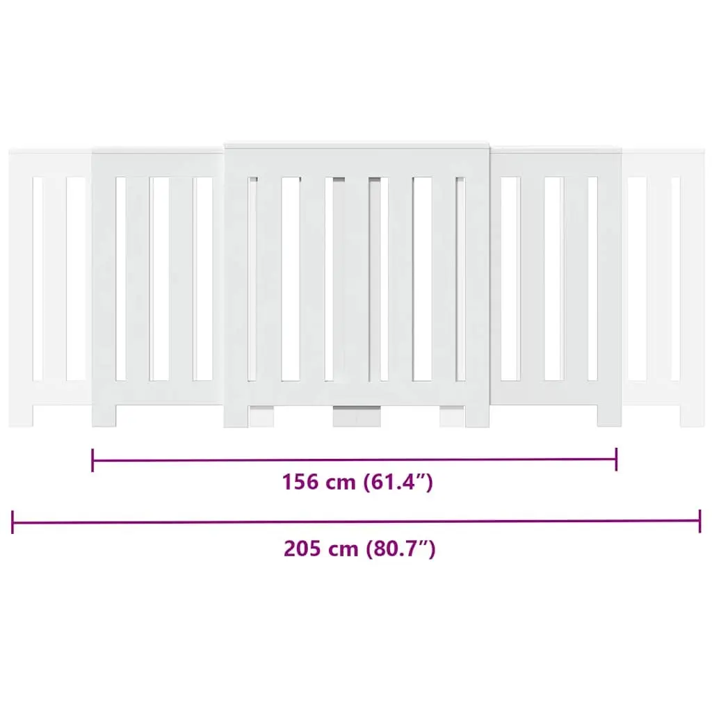 Radiator Cover Engineered Wood 205 x 21.5 x 83.5 cm White Slatted Cabinet Shelf Living Room