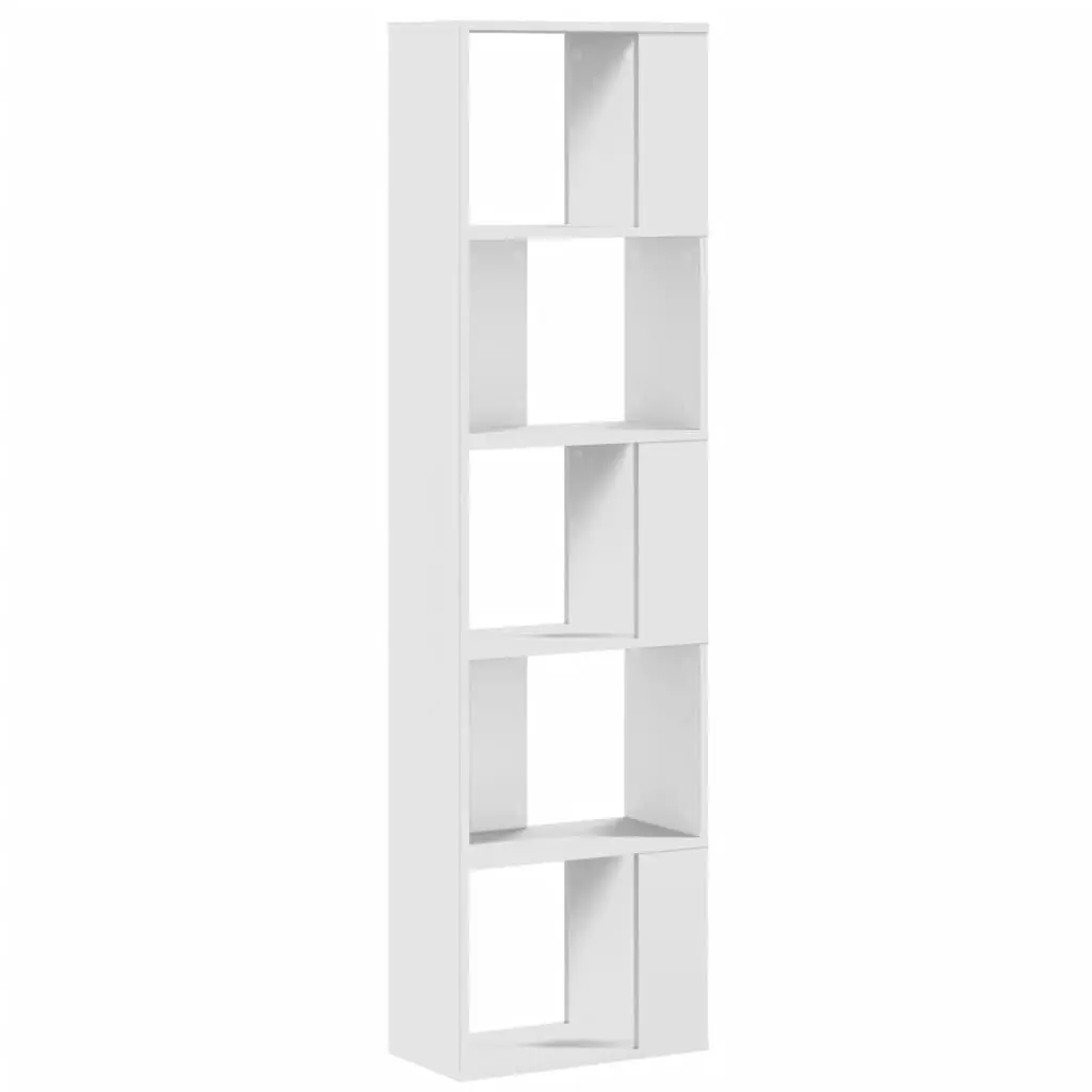 5-Tier White Engineered Wood Bookcase with Durable Build