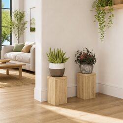 Sonoma Oak Plant Stands Set of 2 - Engineered Wood