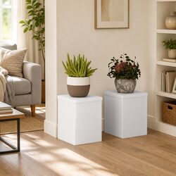 Sturdy White Plant Stands, Set of 2, 15x15x20 cm
