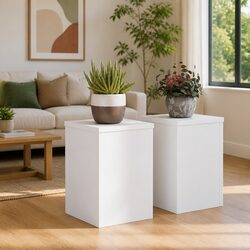 Durable White Plant Stands 2 pcs 20x20x30 cm