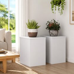 Premium White Plant Stands Set of 2 - 25x25x35 cm