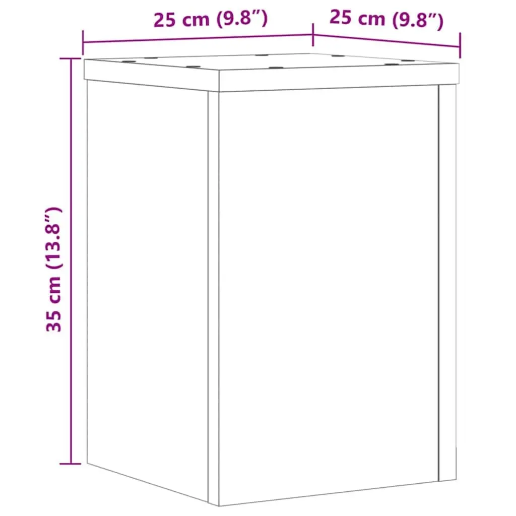 2 Piece Plant Stands Engineered Wood Brown 25x25x35cm Home Decor Display