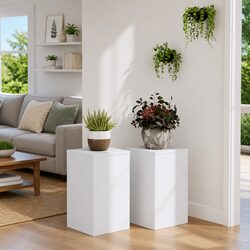 White Plant Stands Set of 2 – 30x30x50 cm Flower Pot Display