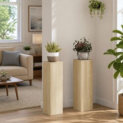 Durable Sonoma Oak Plant Stands Set of 2