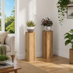 Sturdy Brown Plant Stands – Engineered Wood Set of 2