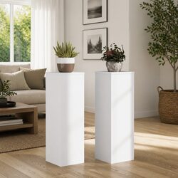 Durable White Engineered Wood Plant Stands, 25x25x80 cm
