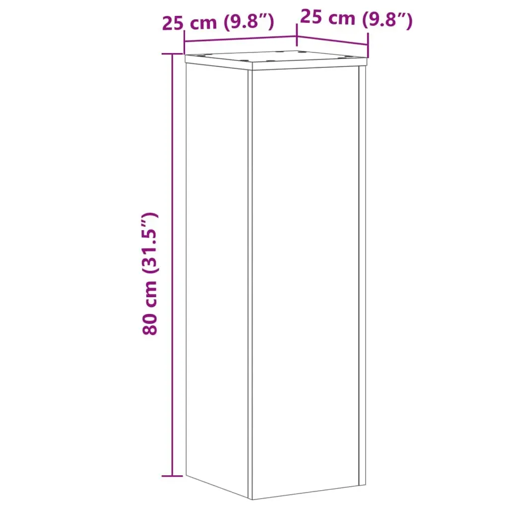 White Engineered Wood Plant Stands, 25x25x80 cm